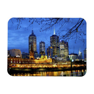Melbourne, Australië. Een nachtelijk uitzicht van Magneet