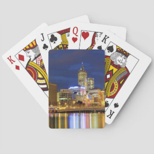 Melbourne, Australië. Een nachtelijk uitzicht van Pokerkaarten