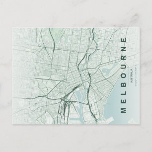 Melbourne Australië Kaart Minimale Postkaart