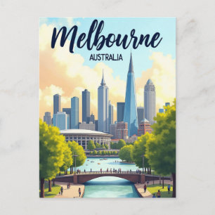Melbourne Australië Reizen Artistiek Vintage Briefkaart