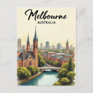 Melbourne Australië Reizen Kunst Vintage Briefkaart