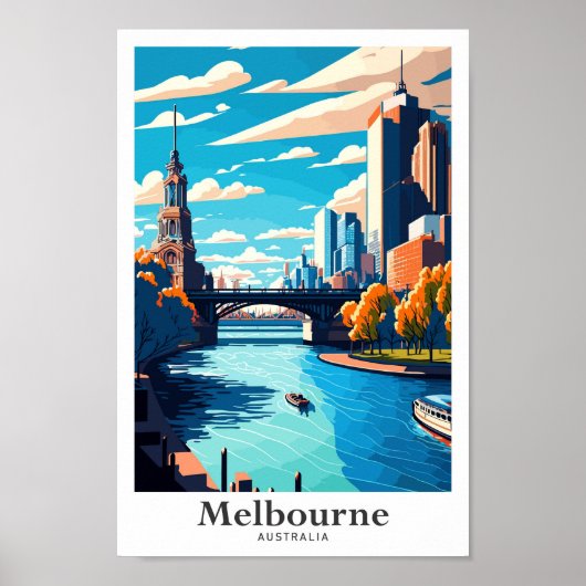 Melbourne Australië Reizen Kunst Vintage Poster (Voorkant)