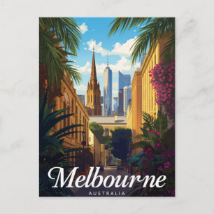 Melbourne Australië Retro Reiskunst Briefkaart