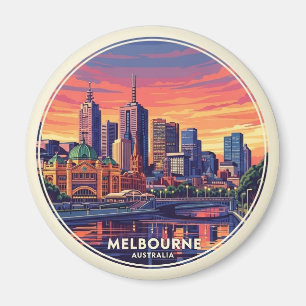 Melbourne Australië Skyline Reis Magneet