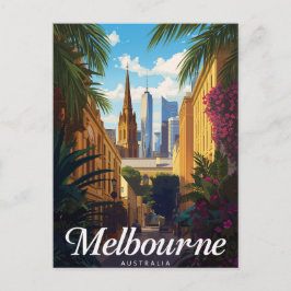Melbourne Australië Skyline Retro Reizen Briefkaart