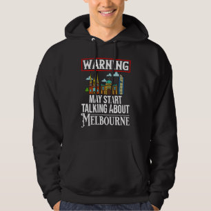 Melbourne Australië Stad Silhouet Kaart Reizen Hoodie