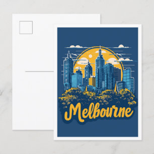 Melbourne Australië Vintage Travel Illustratie Briefkaart