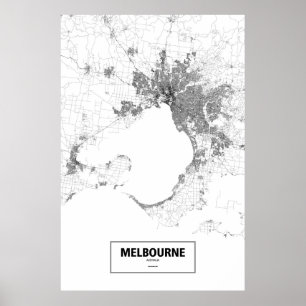 Melbourne, Australië (zwart op wit) Poster