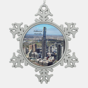Melbourne, Australische foto van cityscape Tin Sneeuwvlok Ornament