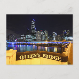 Melbourne CBD Queens Bridge City Lights Briefkaart
