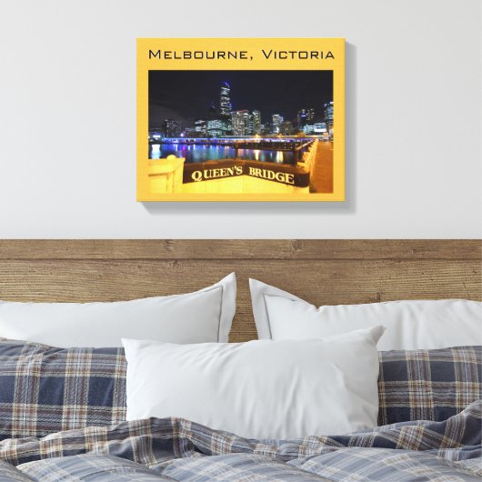 Melbourne CBD Queens Bridge City Lights Canvas Afdruk (Insitu (Slaapkamer))