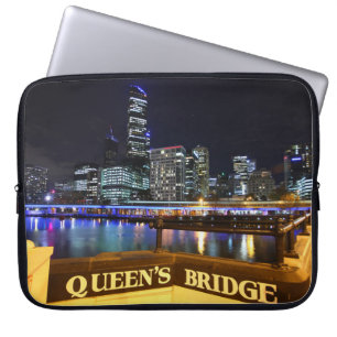 Melbourne CBD Queens Bridge City Lights Laptop Sleeve