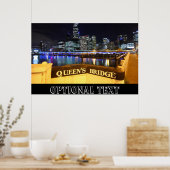 Melbourne CBD Queens Bridge Stad Licht Poster (Keuken)