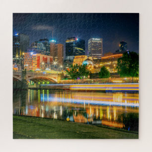 Melbourne City Cityscape in Night Jigzaag Puzzle Legpuzzel