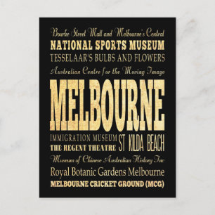 Melbourne City of Australia Typography Art Briefkaart