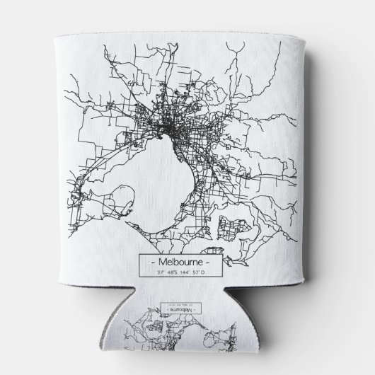 Melbourne City Street Map - zwart Blikjeskoeler (Achterkant)