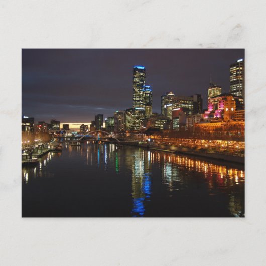 Melbourne Evening Skyline Briefkaart (Voorkant)