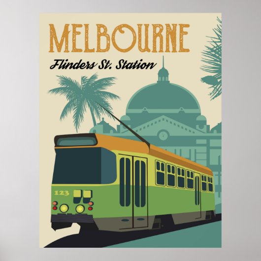 Melbourne, Flinders Street Station Tram Poster (Voorkant)