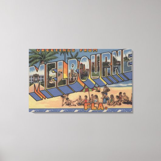 Melbourne, Florida - Grote Letter-scènes Canvas Afdruk (Voorkant)