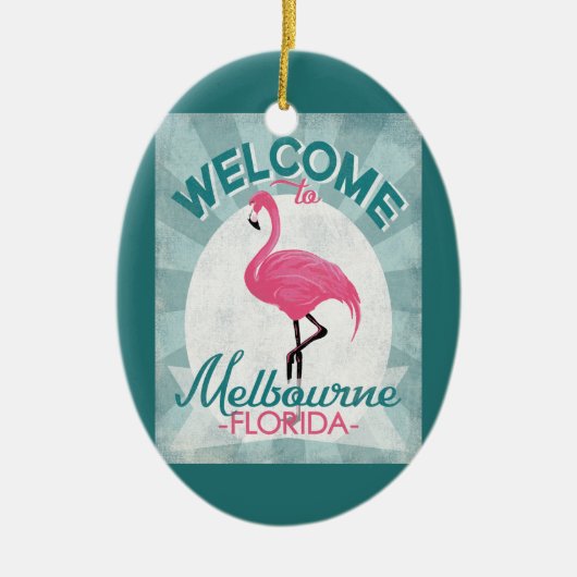 Melbourne Florida Pink Flamingo Retro Keramisch Ornament (Voorkant)