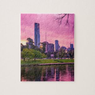 Melbourne in roze puzzle legpuzzel