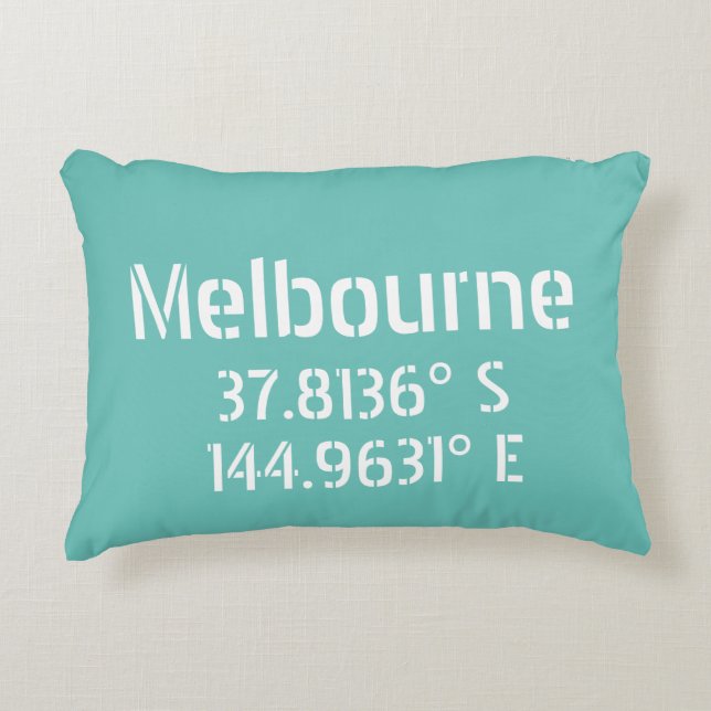 Melbourne Latitude Longitude Accent Kussen (Voorkant)