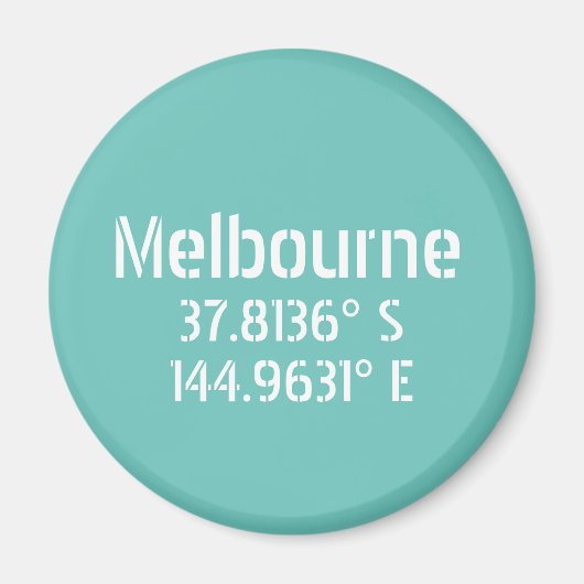 Melbourne Latitude Longitude Magneet (Voorkant)