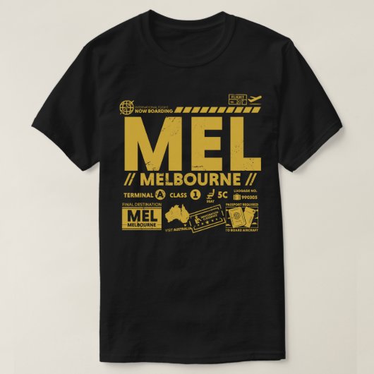  Melbourne MEL Airport Code Reisdag Retr T-shirt (Design voorkant)