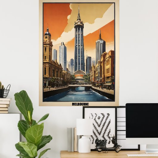 Melbourne poster vintage (Bureau à domicile)