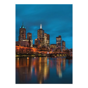 Melbourne 's nachts foto afdruk