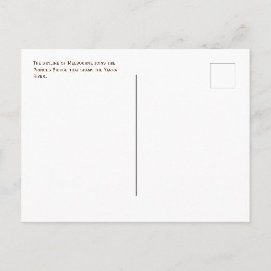 Melbourne Skyline, Princess Bridge, Yarra River Briefkaart (Achterkant)