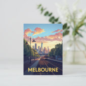 Melbourne Skyline Train Station Briefkaart (Staand voorkant)