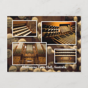 Melbourne Town Hall organ montage briefkaart