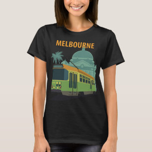 Melbourne Tram Stad Zonsondergang Reis T-shirt
