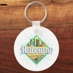 Melbourne Victoria Australia Retro Skyline Sleutelhanger