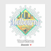 Melbourne Victoria Australia Retro Skyline  Sticker (Vel)