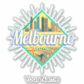 Melbourne Victoria Australia Retro Skyline  Sticker (Voorkant)