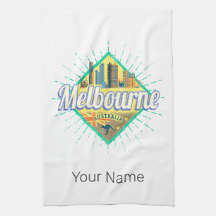 Melbourne Victoria Australia Retro Skyline Theedoek