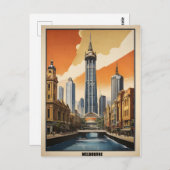 Melbourne vintage poster briefkaart (Voorkant / Achterkant)