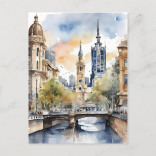 Melbourne waterverf kunst briefkaart
