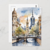 Melbourne waterverf kunst briefkaart (Voorkant / Achterkant)