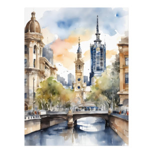 Melbourne waterverf kunst foto afdruk