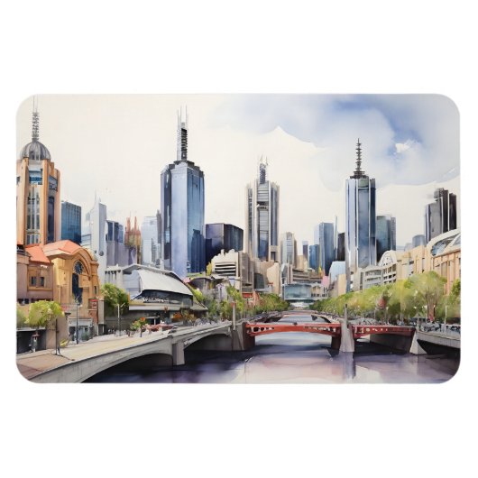 Melbourne waterverf kunst magneet (Horizontaal)
