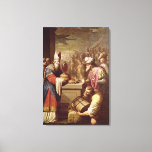 Melchizedek Offering Brood en wijn Canvas Afdruk