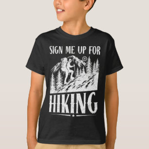 Meld je aan voor wandelen bergpad rugzak hiker t-shirt