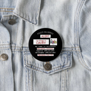 Melding airy Food Allergy Easy Edit Label Ronde Button 7,6 Cm