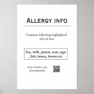 Melding voedselallergie toevoegen naam tekst voeds poster