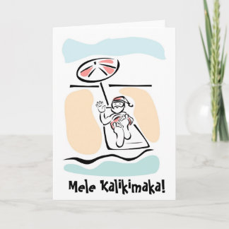 Mele Kalikimaka Beach Santa Christmas Kaart