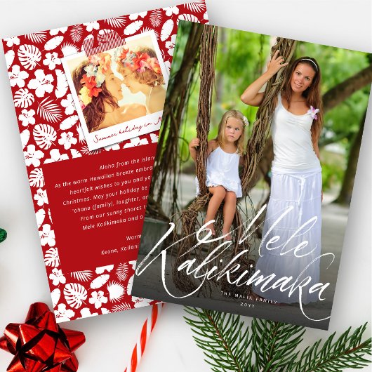 Mele Kalikimaka Brush Script Kerstfoto Feestdagenkaart