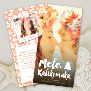 Mele Kalikimaka Brush Script Kerstmis Foto Feestdagenkaart